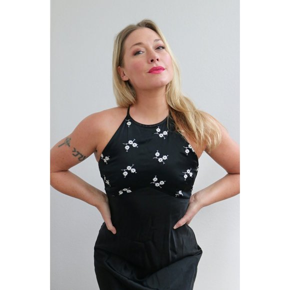 1980's Zum Zum Bias Cut Evening Gown // Women's Size Extra Small to Small - Picture 3 of 10